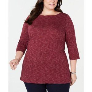 Karen Scott Space-Dye 3/4-Sleeve Top